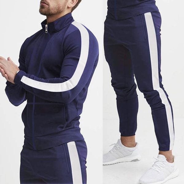 Men's Fashion Personalized Color Matching Hooded Sports Suit - Image 3