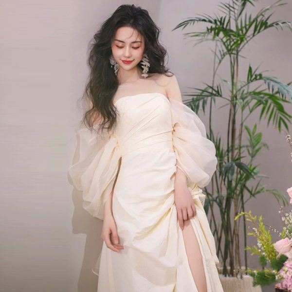 Tube Top Light Wedding Dress Bride Simple Long - Image 4