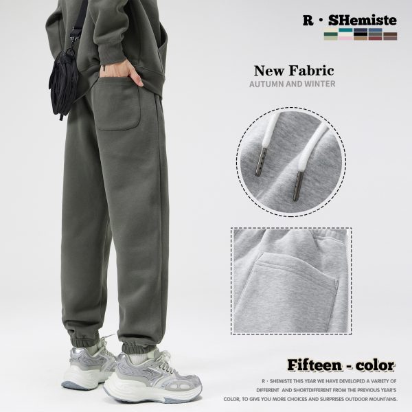 Autumn And Winter 350g Fleece Ankle-tied Sweatpants Men - Image 2