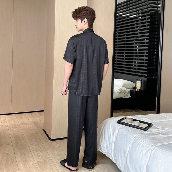 Summer Men's Pajamas Ice Silk Trousers Short Sleeve Suit - Image 4
