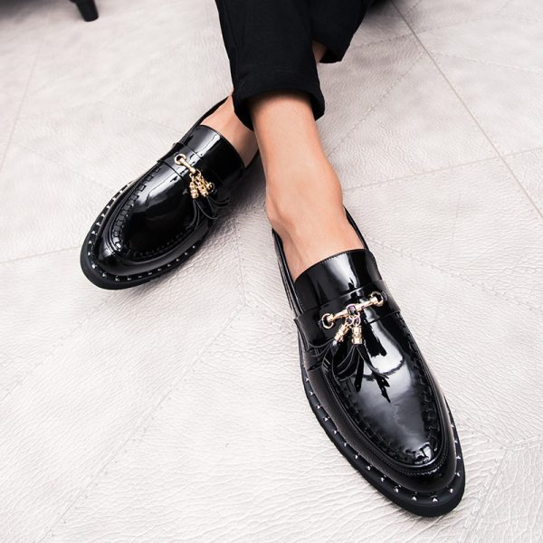 Men's Casual Pointed Creative Solid Color Leather Shoes - Image 2