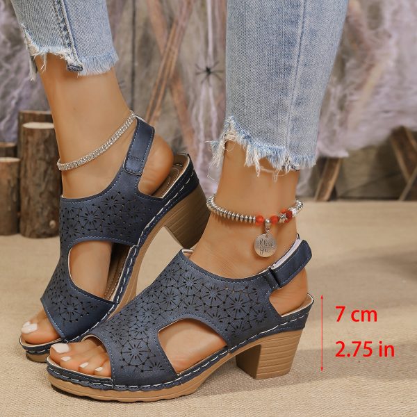 Women's High-heeled Sandals Plus Size Thick-soled Peep Toe Sandals - Image 8