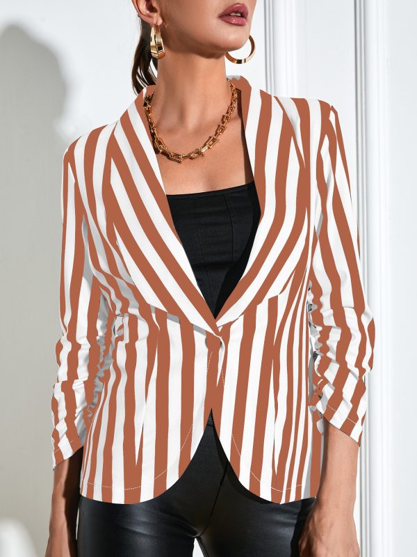 Cropped Pleated Sleeves Casual Small Suit Slim Fit Fashion - Image 9