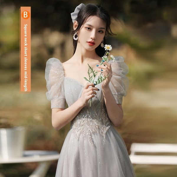 Dress Sisters Dress Female Gray Slim Fit Girlfriend Clothes - Image 9
