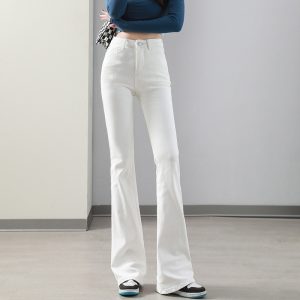Weila Fleece Padded Jeans Female High Waist Flared Pants