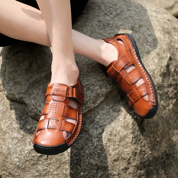 Handmade Stitching Leather Casual Beach Men's Sandals - Image 4