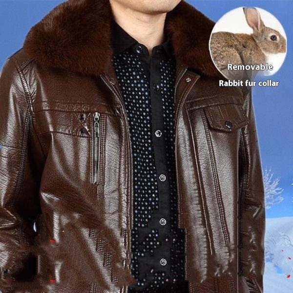 Winter Clothes Middle-aged Men's Leather Jacket - Image 5