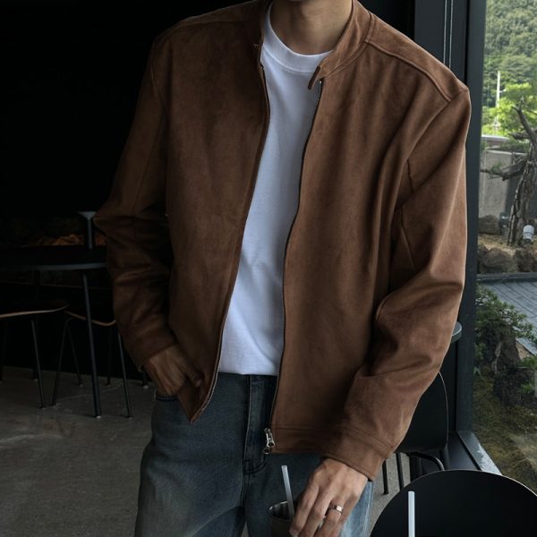 Brown Maillard Stand-up Collar Jacket - Image 2