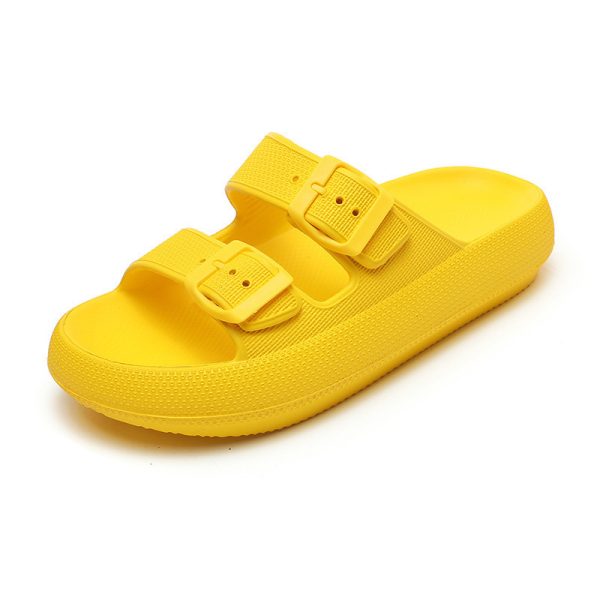 High Elastic Rubber Soft Platform Double Buckle Slippers For Women - Image 8