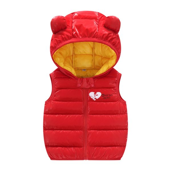 Children Warm Down Vest Autumn Baby Boys Girls Sleeveless Waistcoat Kids Outerwear Vests Children Hooded Jackets - Image 2