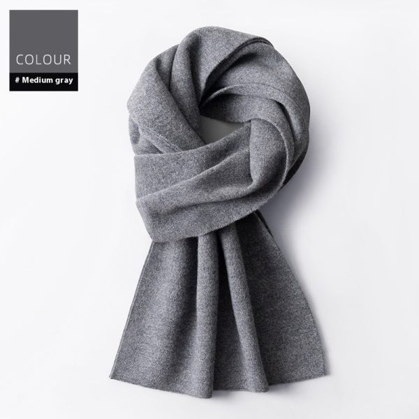 Wool Scarf Men's Winter Plaid Double-sided Scarf - Image 3