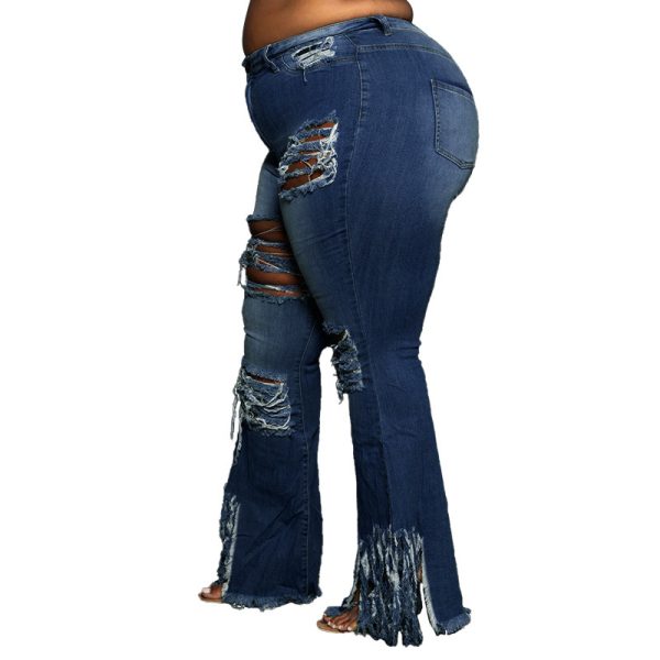 Women's Slim Fit Ripped Tassel Jeans - Image 5
