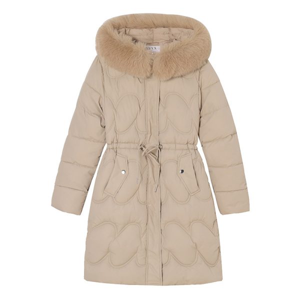 Women's Waist Slimming Fur Collar Cotton Coat - Image 5