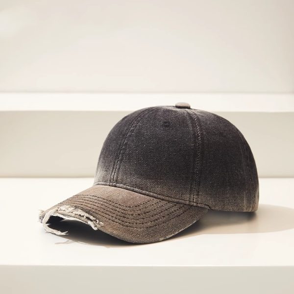 Distressed Gradient Denim Casual All-match Ripped Baseball Cap - Image 3