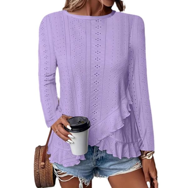 Casual Solid Color Long Sleeve Round Neck - Image 5