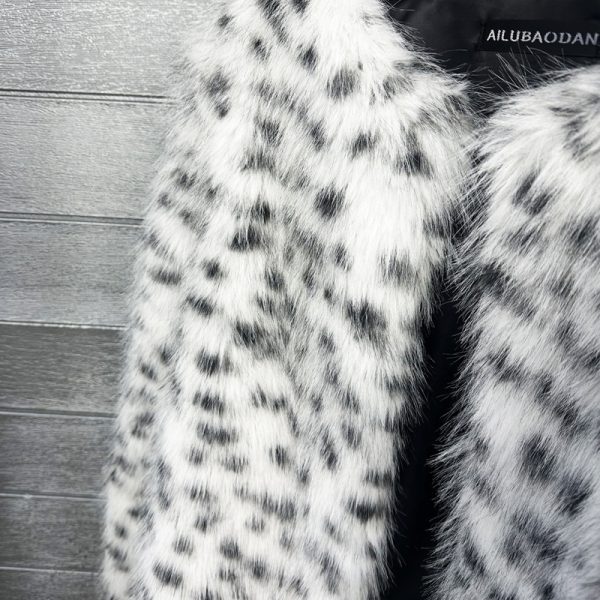 Fur Black And White Spots Women's Short Coat - Image 4