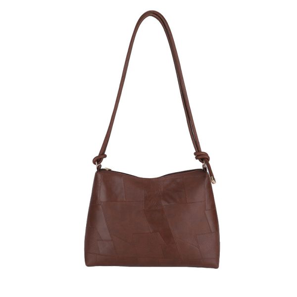 Portable One Shoulder Retro Large Capacity Fashion Solid Color Casual Tote Bag - Image 5