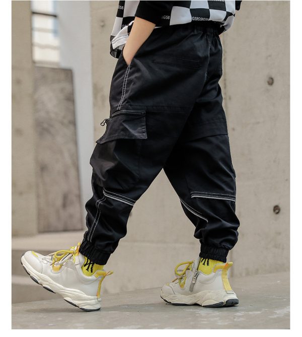 Drawstring Zipper Children's Casual Pants - Image 3