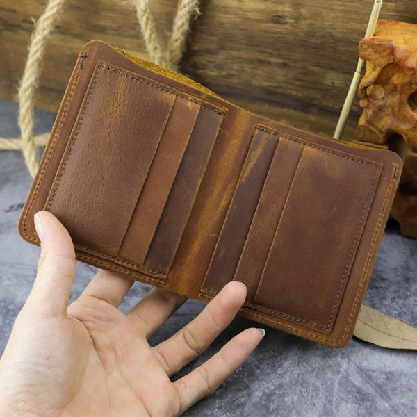 Multiple Card Slots Top Layer Leather Crazy Horse Leather Wallet - Image 3