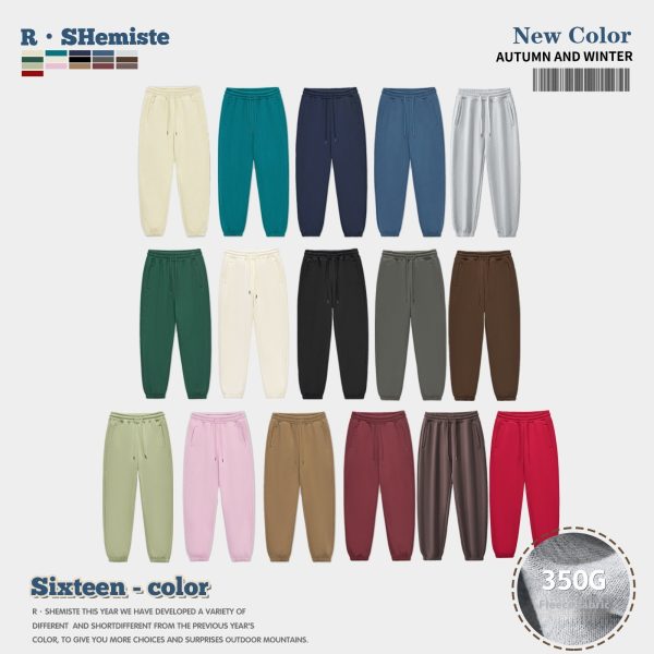 Autumn And Winter 350g Fleece Ankle-tied Sweatpants Men - Image 4