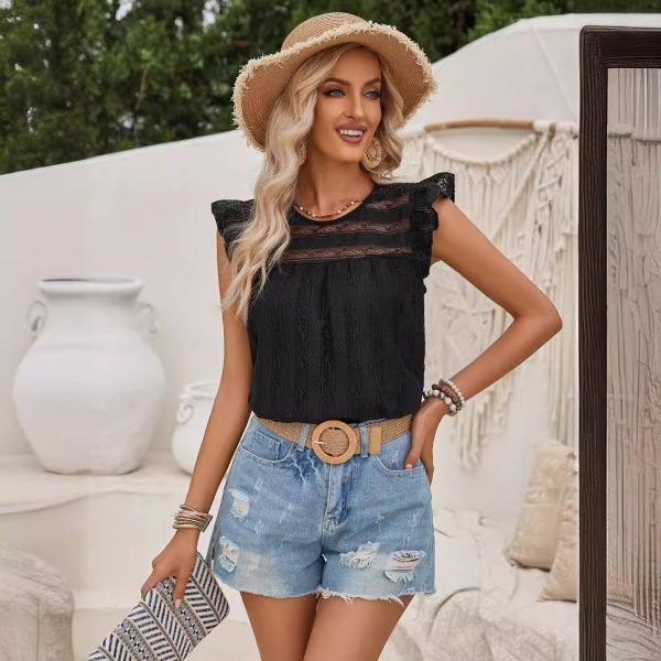Women's Lace Slim Flying Sleeve Top - Image 4