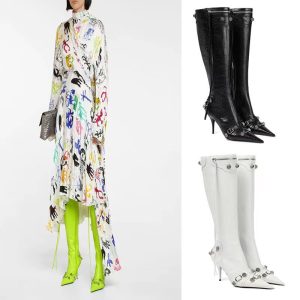 Stiletto Heel Pointed-toe Side Zip Metal Rivet Boots