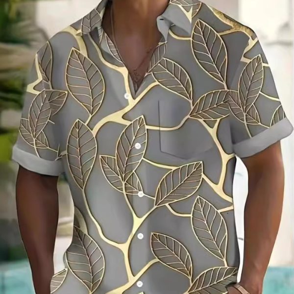 Fashion Printed Shirt Men's Clothing Print Lapel Short Sleeve - Image 2