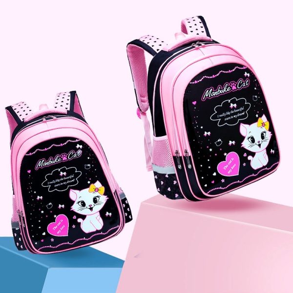 Kids School Cute Cat Print Backpack - Image 4