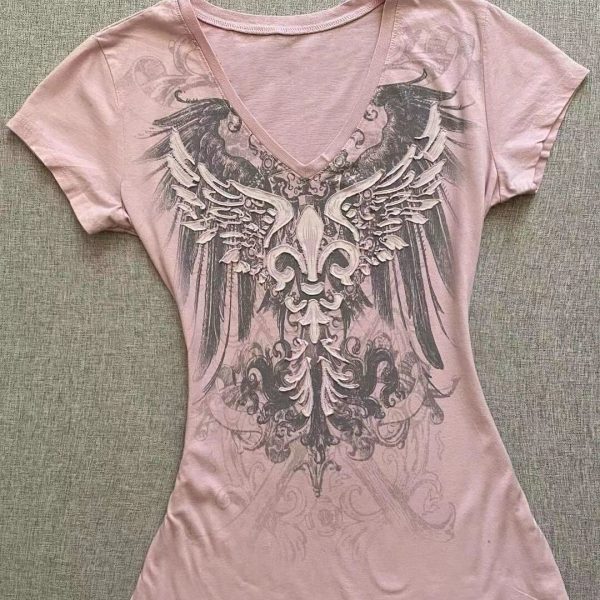 American Retro V-neck Short Sleeve Slim Fit Slimming - Image 6