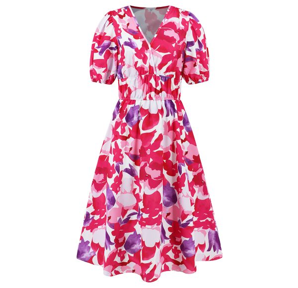 Summer Women's V-neck Bohemian Print Dress - Image 8