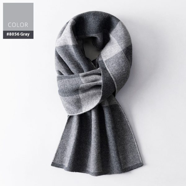 Wool Scarf Men's Winter Plaid Double-sided Scarf