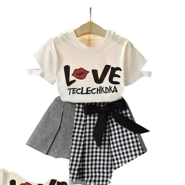 Kids Baby Girls Clothing Sets Summer TShirtsskirt Clothes - Image 4