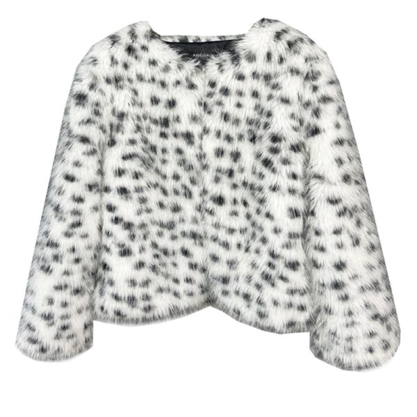 Fur Black And White Spots Women's Short Coat - Image 5
