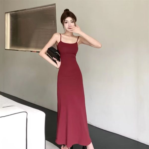 Elastic Sling Dress Women's Sleeveless Cold-shoulder - Image 8