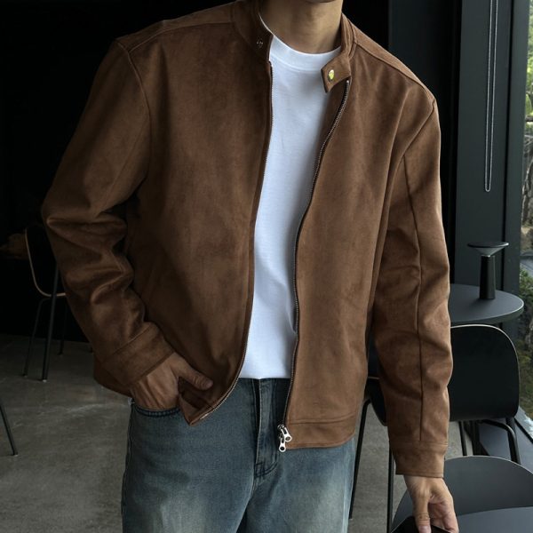 Brown Maillard Stand-up Collar Jacket - Image 6