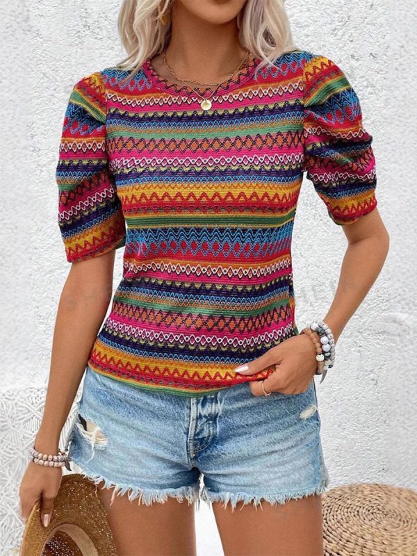 Casual Round Neck Knitted Bohemian Women's Top - Image 6
