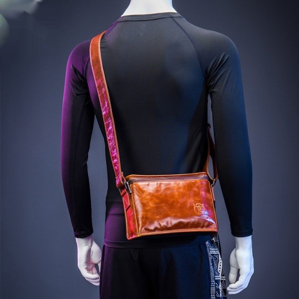 Leather Shoulder Men's Leather Horizontal Small Square Bag