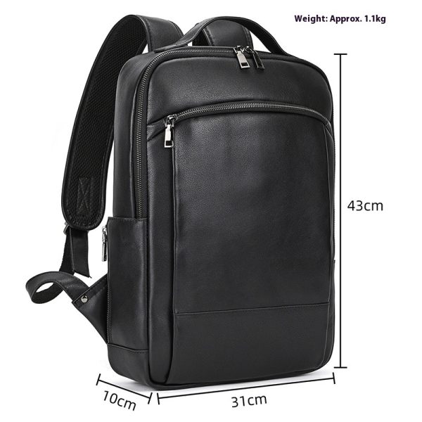 High-end Men's Leather Large-capacity Backpack 16-inch - Image 3