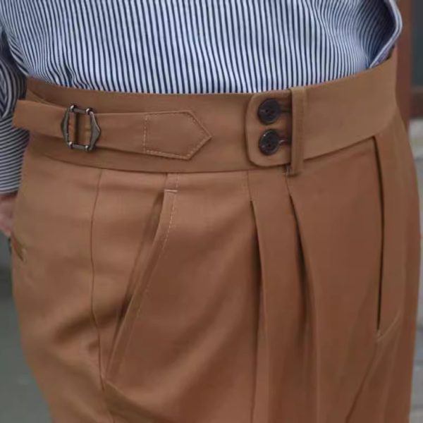 Paris Buckle Flanging Slim Suit Pants - Image 4