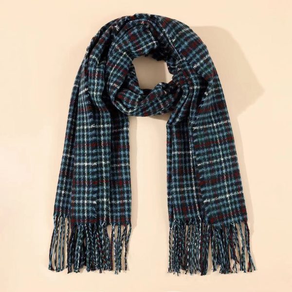 Men's And Women's Cashmere Plaid Tassel Scarf - Image 6