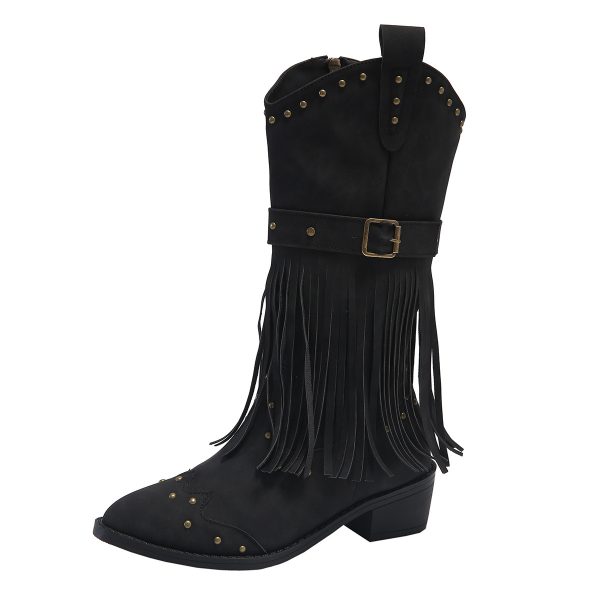 Retro Winter Fashion Square Heel Boots - Image 2