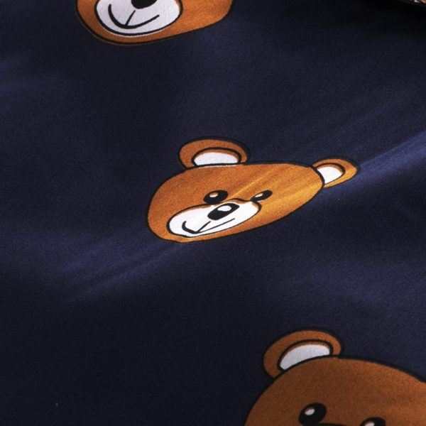 Long sleeve ice silk bear pajamas set for boys and girls - Image 2