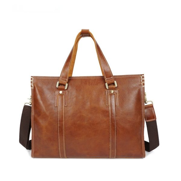 First Layer Cowhide Oily Leather Shoulder Messenger Bag - Image 8