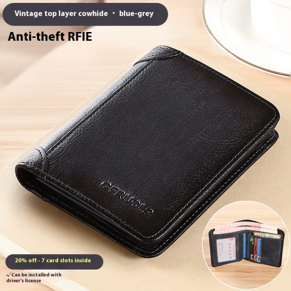 Genuine Leather Anti-theft Swiping Ultra-thin Cheng E Wallet - Image 7