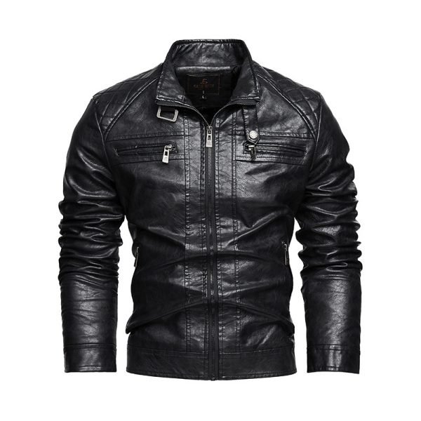 Men's Leather Lapel American Retro Plus Size Leather Jacket - Image 3