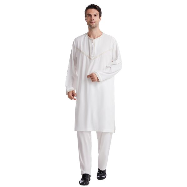 Men's Polyester Embroidered Robe Suit - Image 6