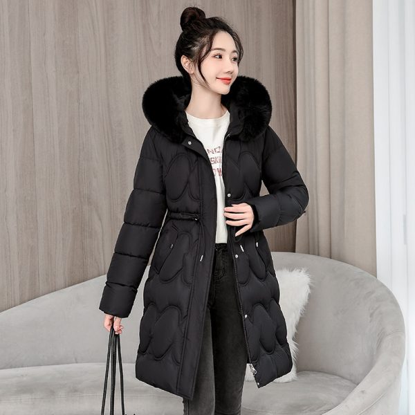 Women's Waist Slimming Fur Collar Cotton Coat - Image 10