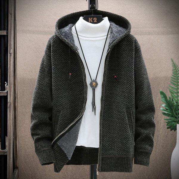 Hooded Sweater Men's Zipper Sweater Slim Fit - Image 2
