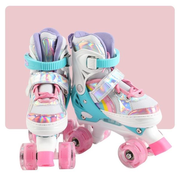 Children's Skates Double Row Four Wheel Full Flash - Image 5