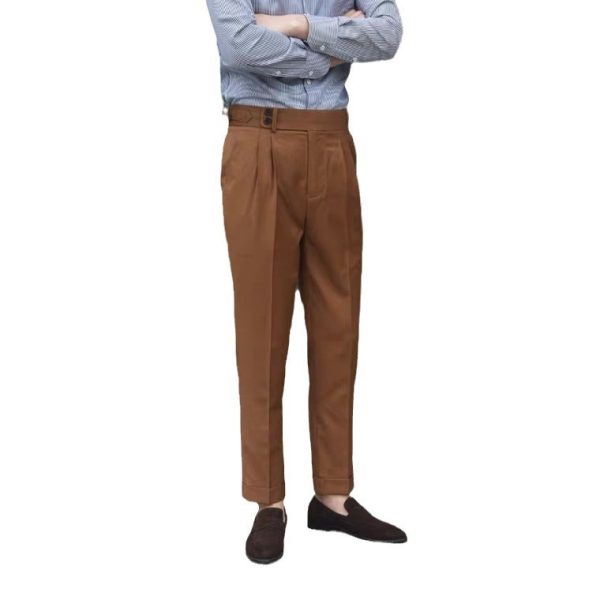 Paris Buckle Flanging Slim Suit Pants - Image 5